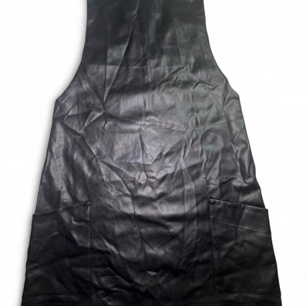 Zara Black faux leather mini dress with pockets